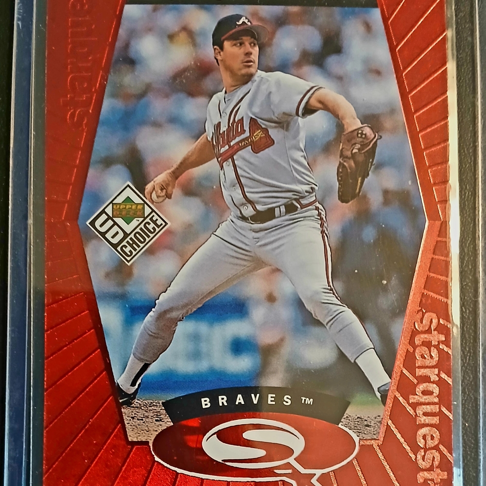Red and White Baseball Card with Dynamic Design
